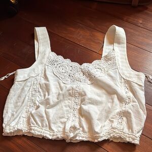 Elegant White Lace Trimmed Women's Top